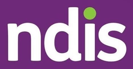Disability services logo on a purple background.