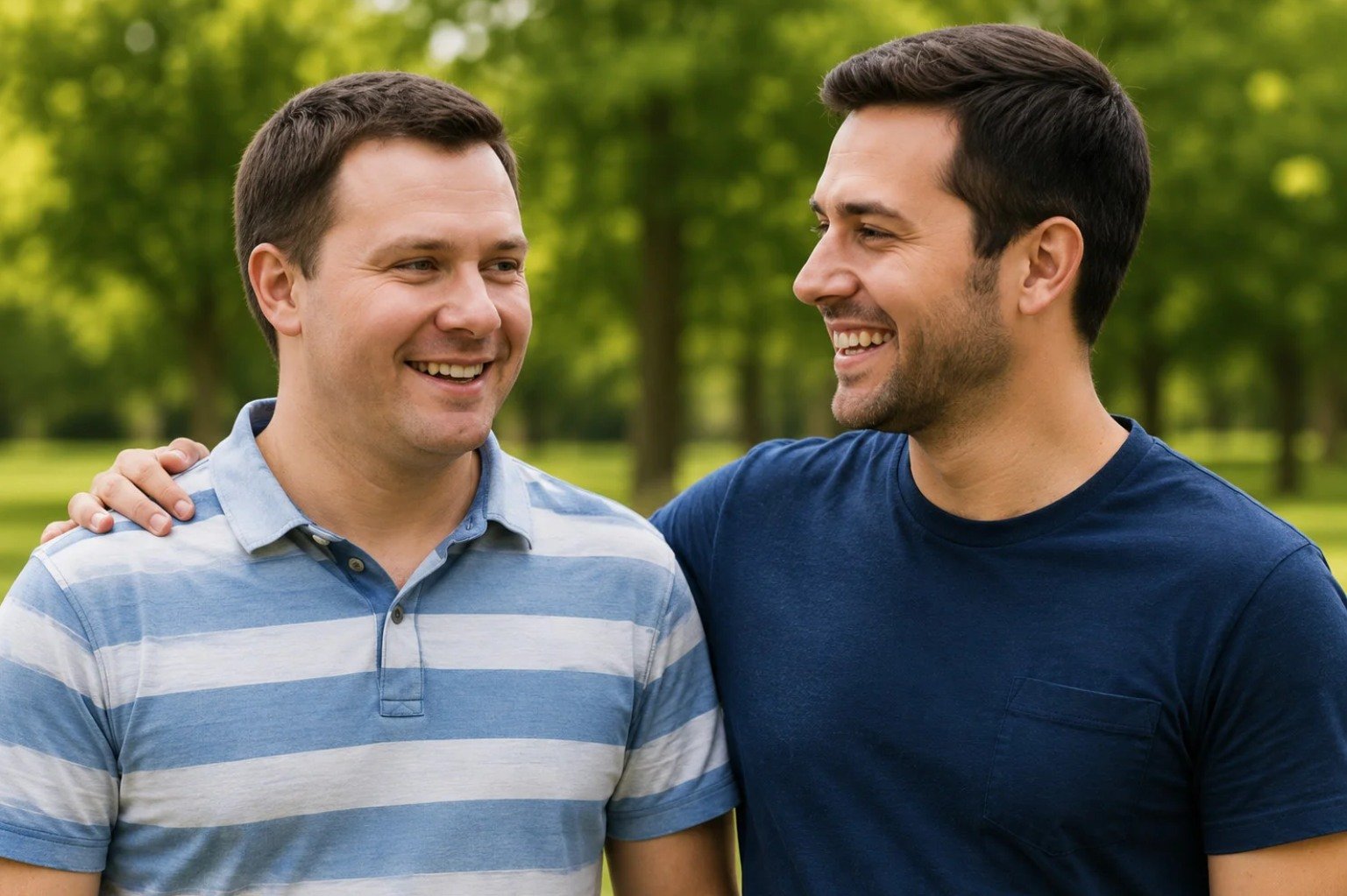 Two men enjoying time together outdoors.